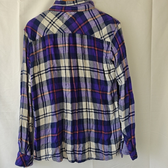 Rails Purple Red Plaid Button Up Long Sleeve Shirt Size LG women's - Picture 7 of 8